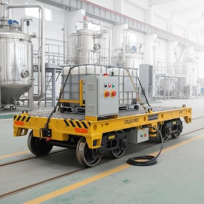 Patlamaya karşı dayanıklı 10 ton yük kapasitesi ve kimya endüstrisi güvenliği için pil ile çalışan tren taşıma arabası
